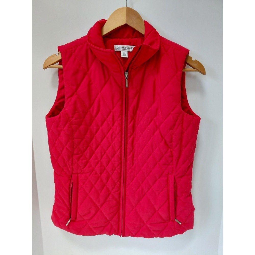 Coldwater Creek Womens‎ Red Vest XS Diamond Quilted